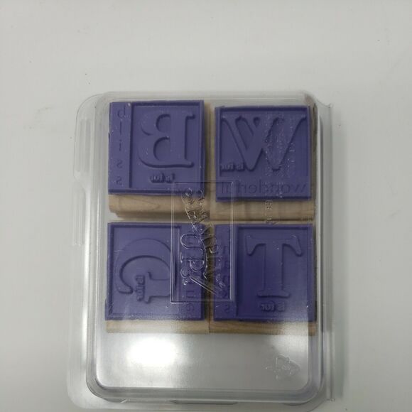 Stampin Up AROUND THE BLOCK Wood Rubber Stamps 2005 Set of 4 Collectible - Picture 4 of 7